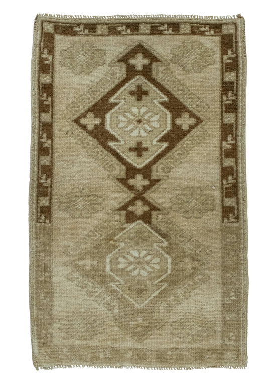 Turkish Mini Rug Oriental Hand Knotted Vintage Rug 1'8" x 2'9" #16607