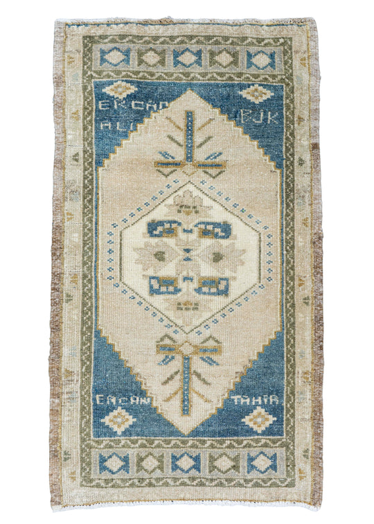 Turkish Mini Rug Oriental Hand Knotted Vintage Rug 1'9" x 3'2" #16747