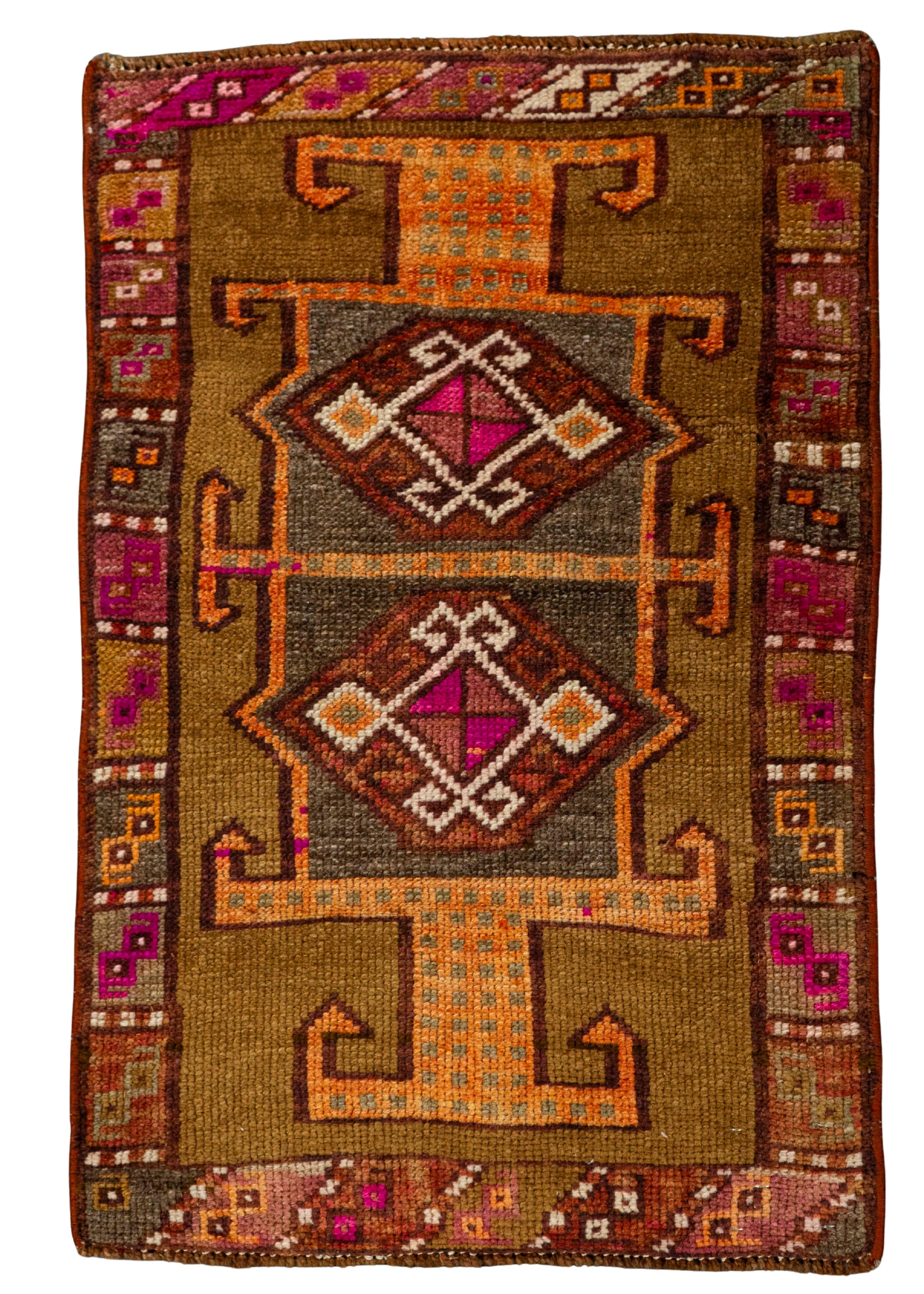 Turkish Mini Rug Oriental Hand Knotted Vintage Rug 1'9" x 1'8" #21068