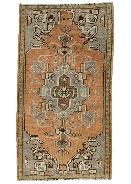 Turkish Mini Rug Oriental Hand Knotted Vintage Rug 1'9" x 3'3" #16367