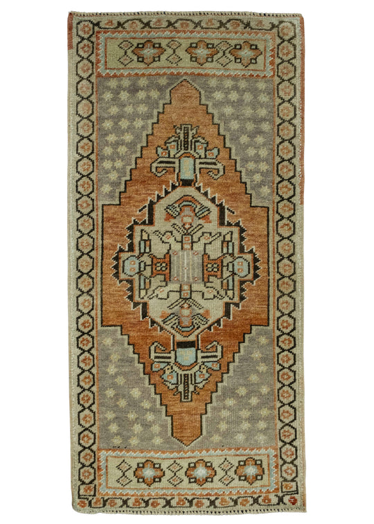Turkish Mini Rug Oriental Hand Knotted Vintage Rug 1'8" x 3'5" #16209