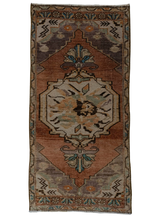 Turkish Mini Rug Oriental Hand Knotted Vintage Rug 1'8" x 3'5" #20645