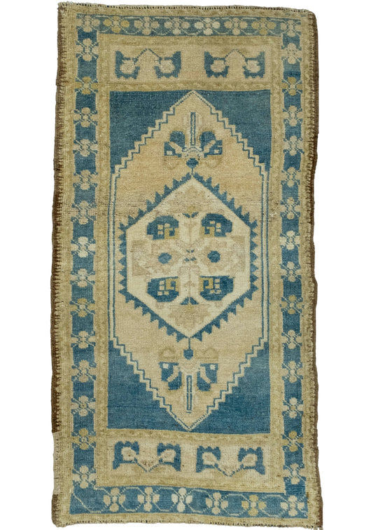 Turkish Mini Rug Oriental Hand Knotted Vintage Rug 1'10" x 3'7" #16427
