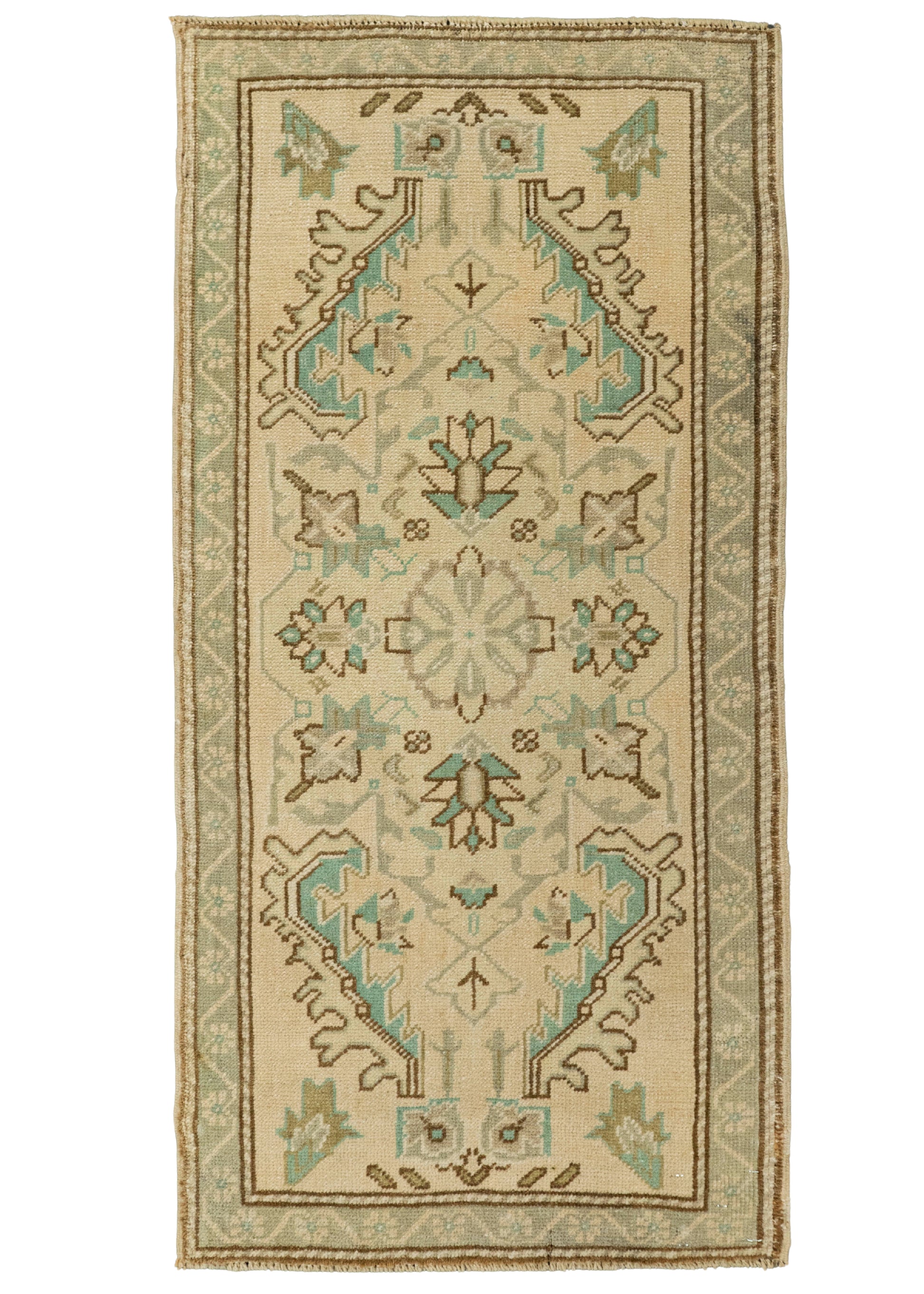 Turkish Mini Rug Oriental Hand Knotted Vintage Rug 1'9" x 3'7" #21073