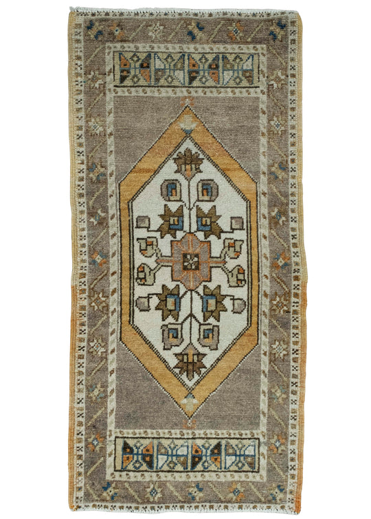 Turkish Mini Rug Oriental Hand Knotted Vintage Rug 1'8" x 3'7" #16176