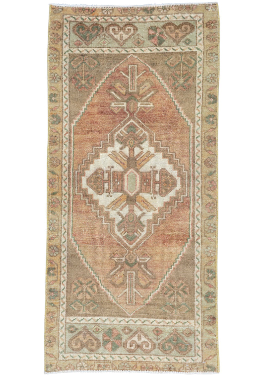 Turkish Mini Rug Oriental Hand Knotted Vintage Rug 1'8" x 3'6" #16751