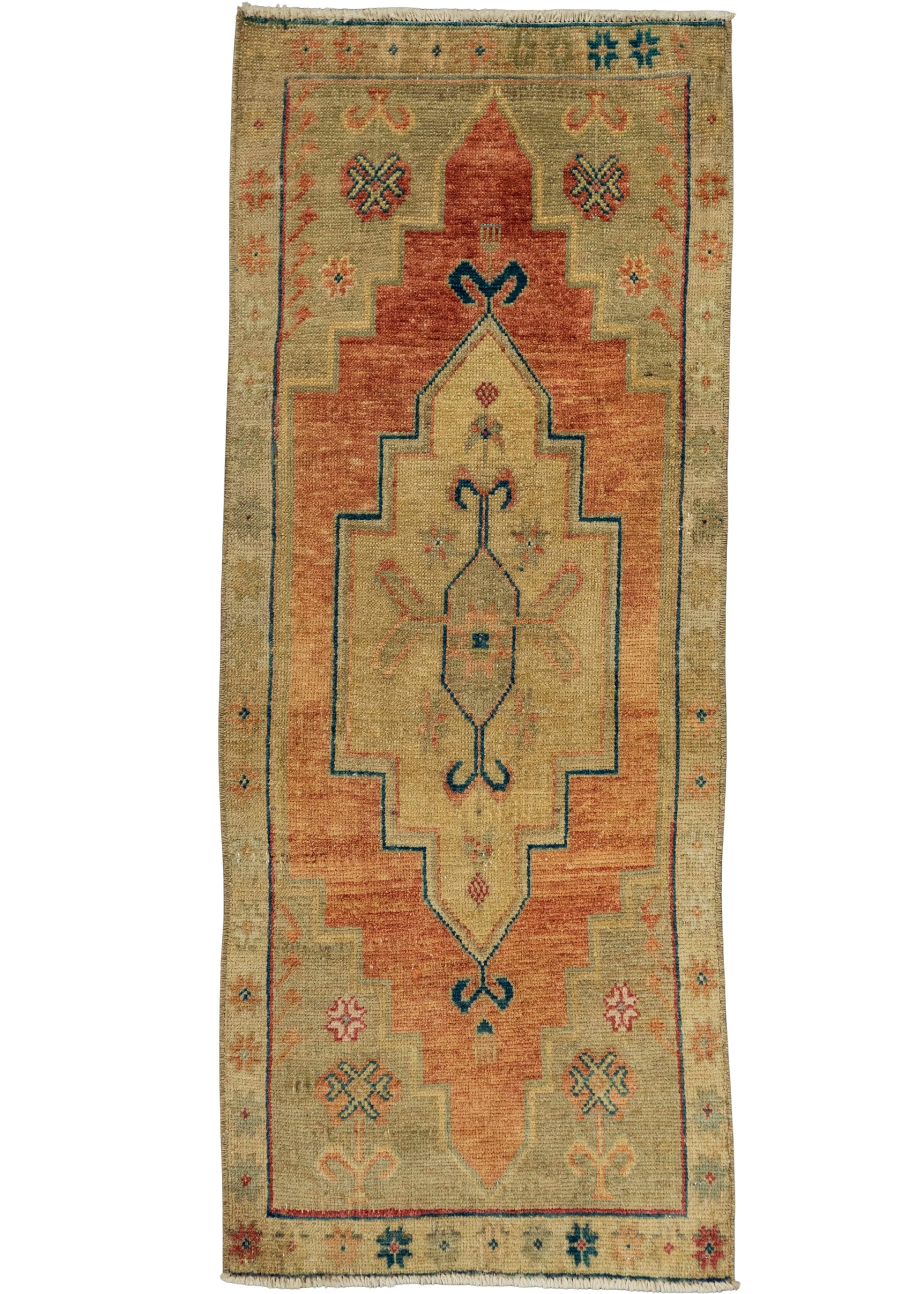 Turkish Mini Rug Oriental Hand Knotted Vintage Rug 1'6" x 3'7" #21147