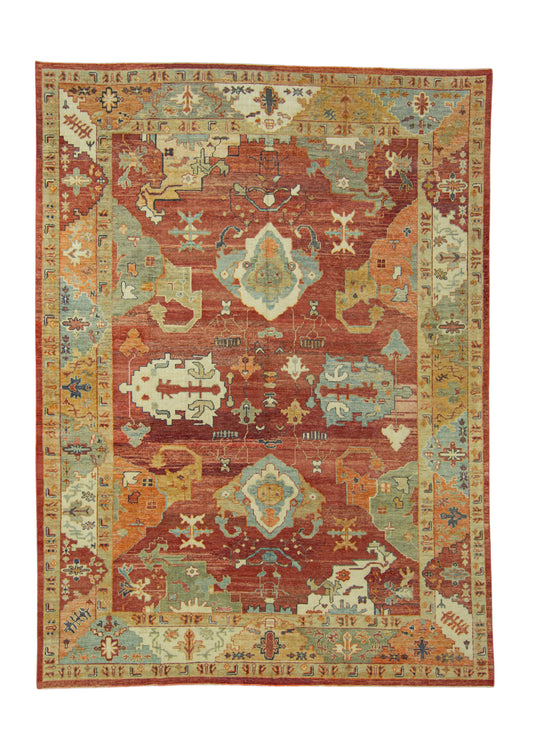 Turkish Old Wool Oushak Rug 9'6" x 12'11" #17092