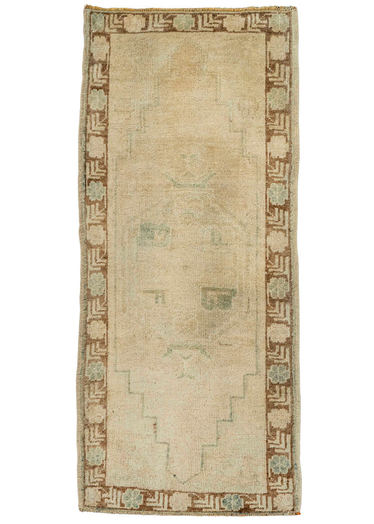 Turkish Mini Rug Oriental Hand Knotted Vintage Rug  1'7" x  3'7" #22106