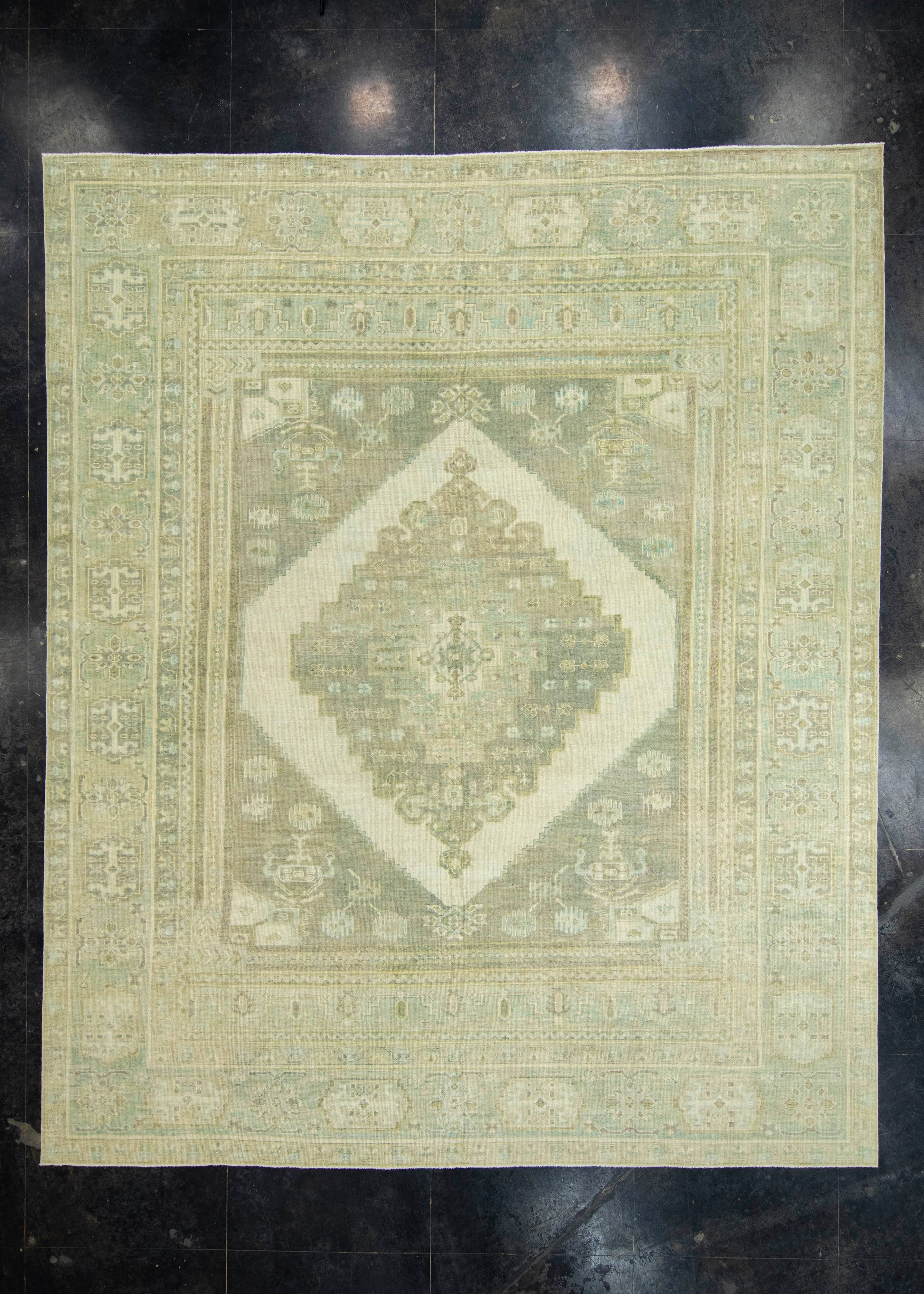 Turkish Oushak Antique Look Rug 12'4" x 14'10" #18010