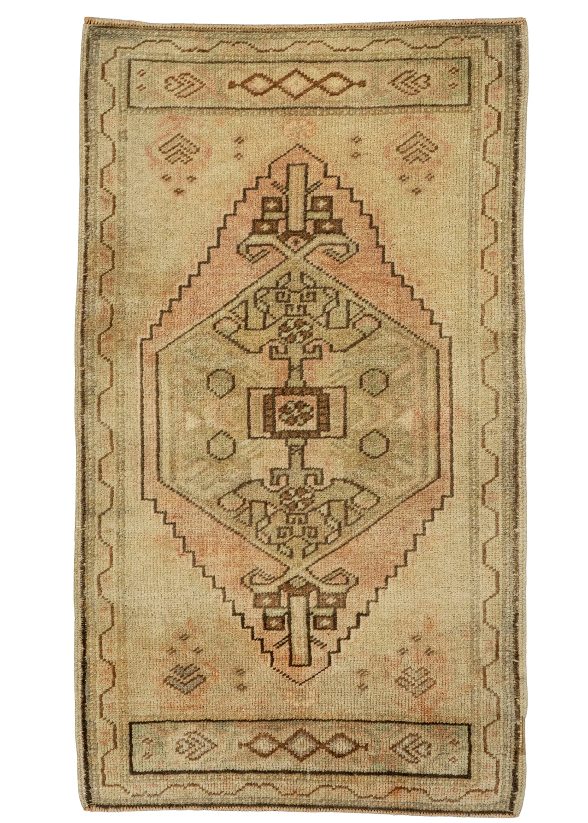 Turkish Mini Rug Oriental Hand Knotted Vintage Rug  1'9" x  3' #22008