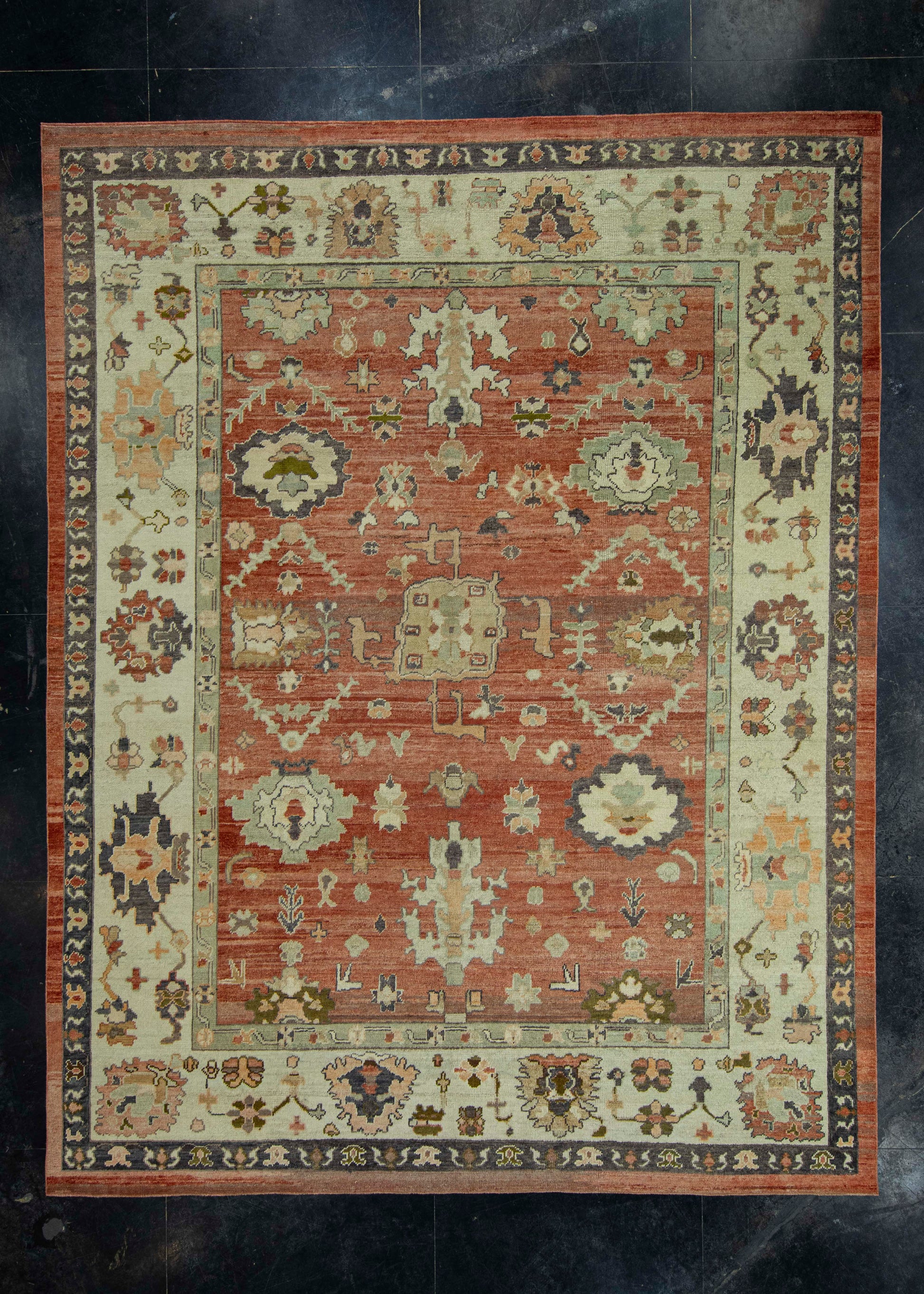 Turkish Oushak Old Wool Rug  9'3" x 11'11" #30136