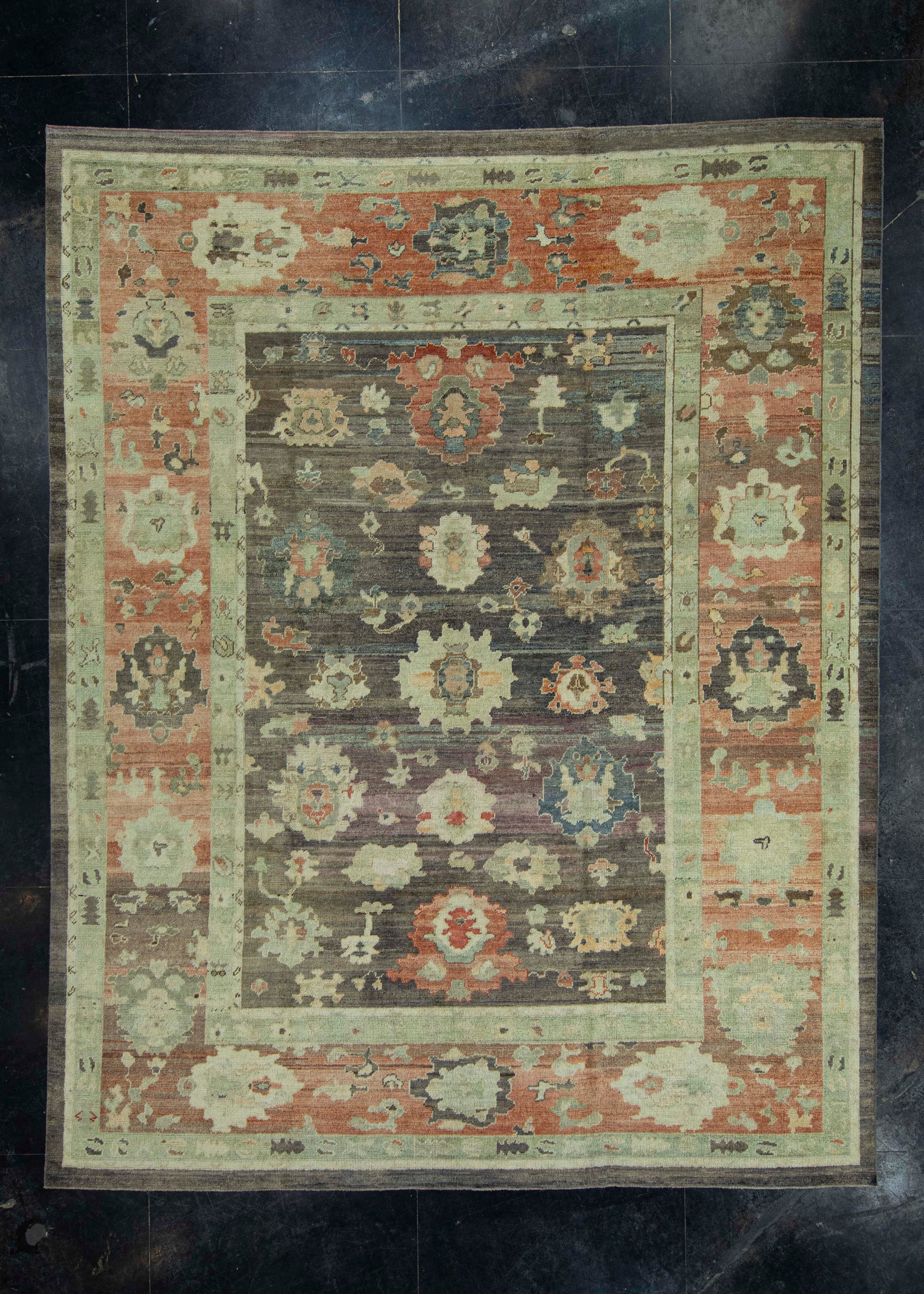 Turkish Oushak Old Wool Rug  9'3" x 11'9" #30140