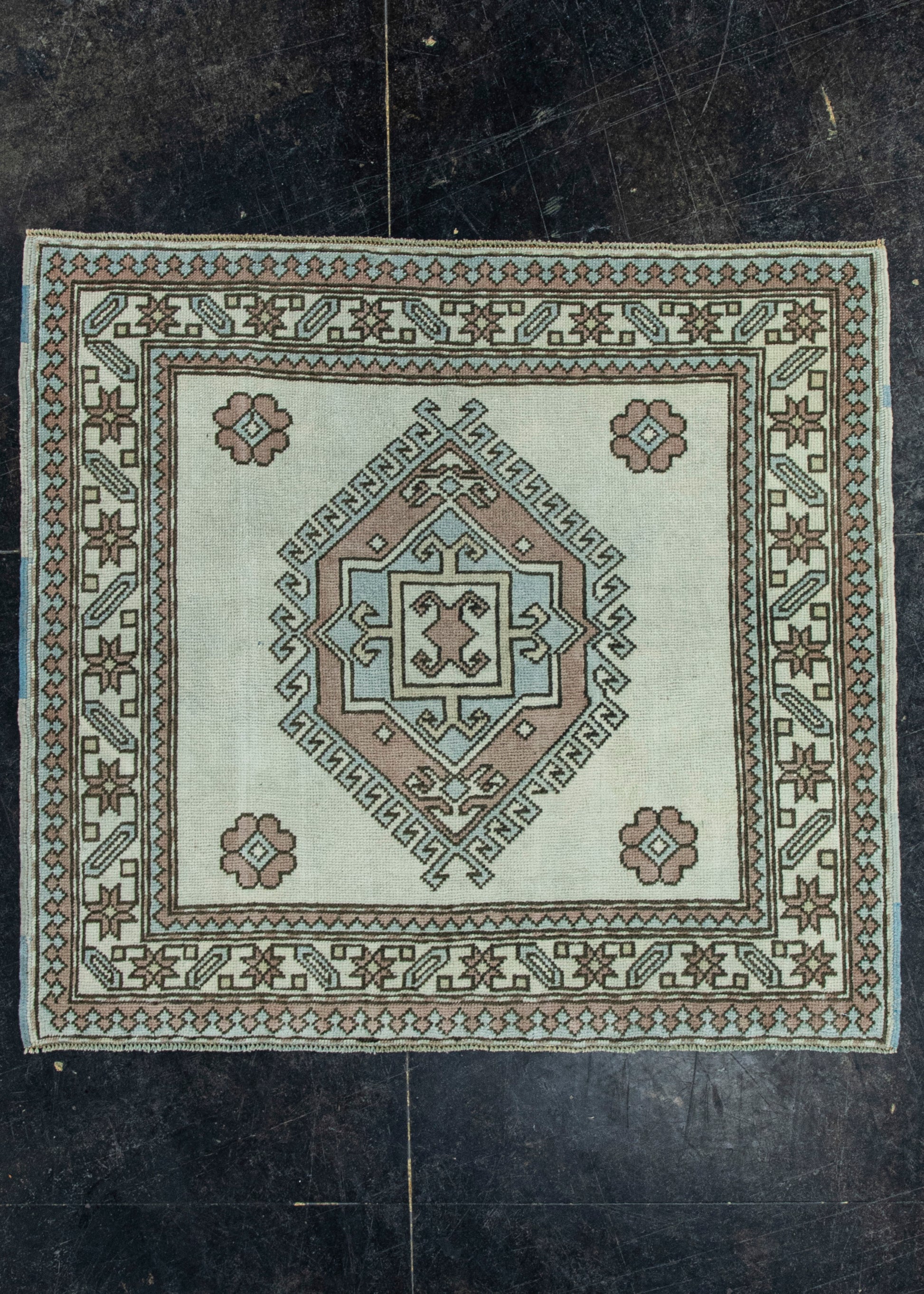 Turkish Vintage Square Rug  4' x 3'8" #20673