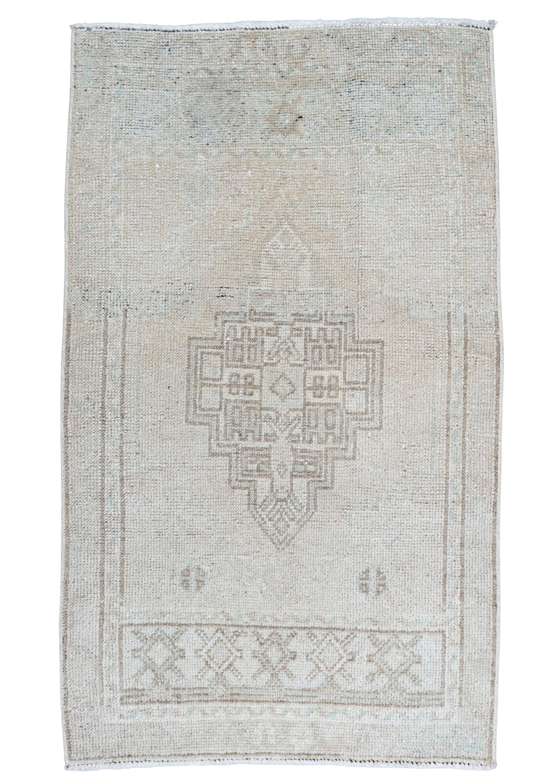 Turkish Mini Rug Oriental Hand Knotted Vintage Rug 1'10" x 3' #16751