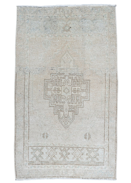 Turkish Mini Rug Oriental Hand Knotted Vintage Rug 1'10" x 3' #16751