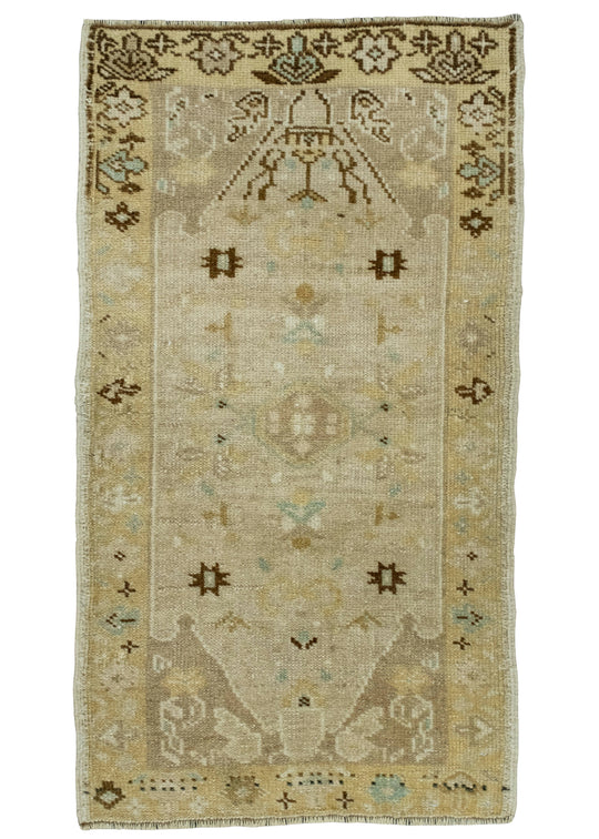 Turkish Mini Rug Oriental Hand Knotted Vintage Rug 1'7" x 2'10" #16461