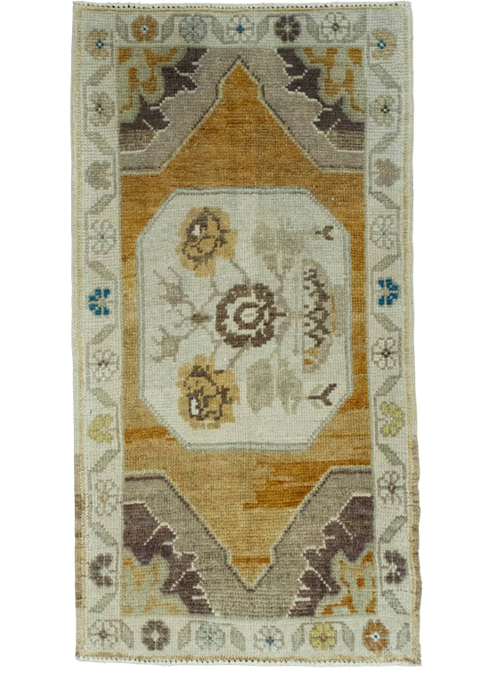 Turkish Mini Rug Oriental Hand Knotted Vintage Rug 1'8" x 3'3" #16171