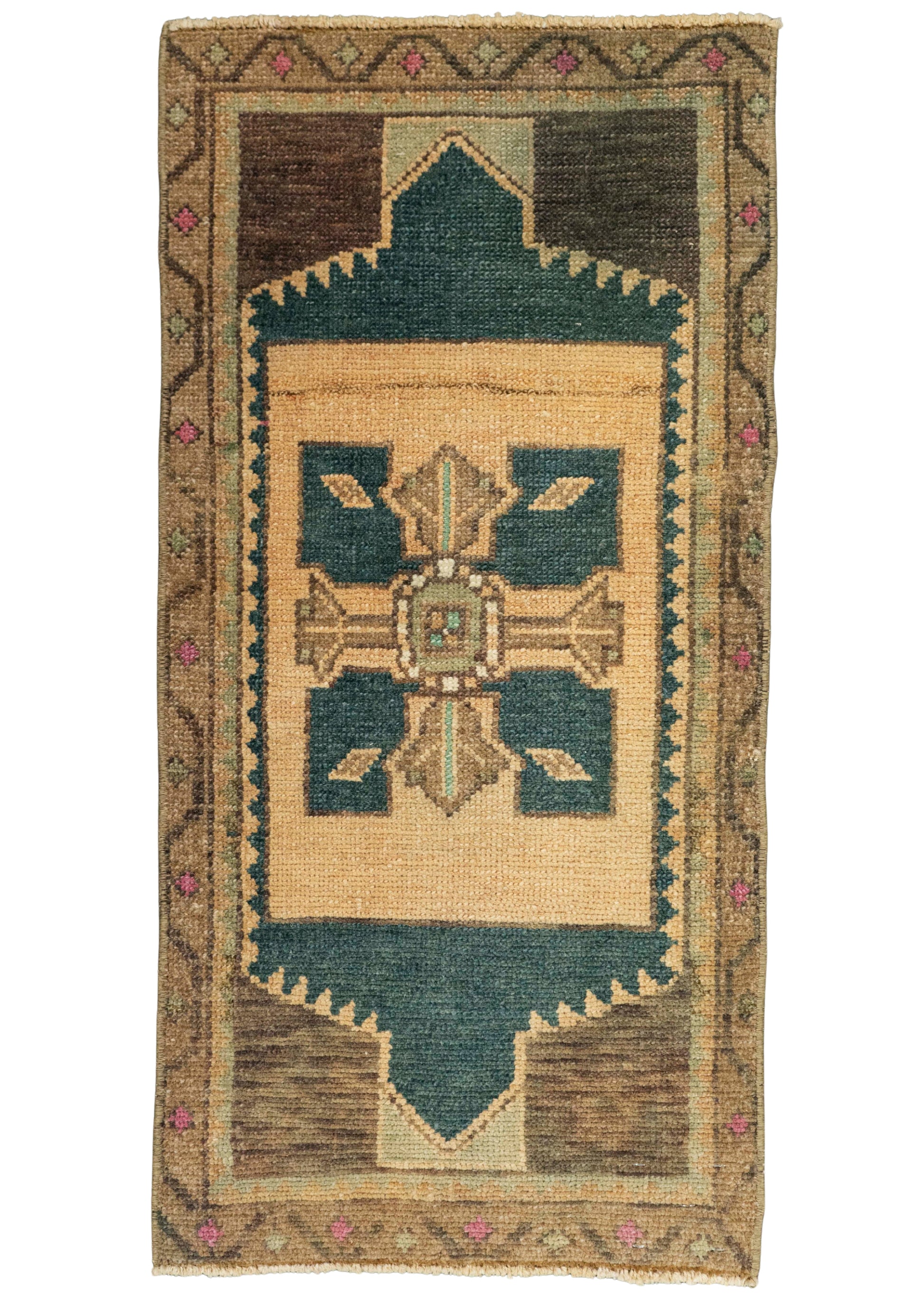 Turkish Mini Rug Oriental Hand Knotted Vintage Rug 1'6" x 3' #21247