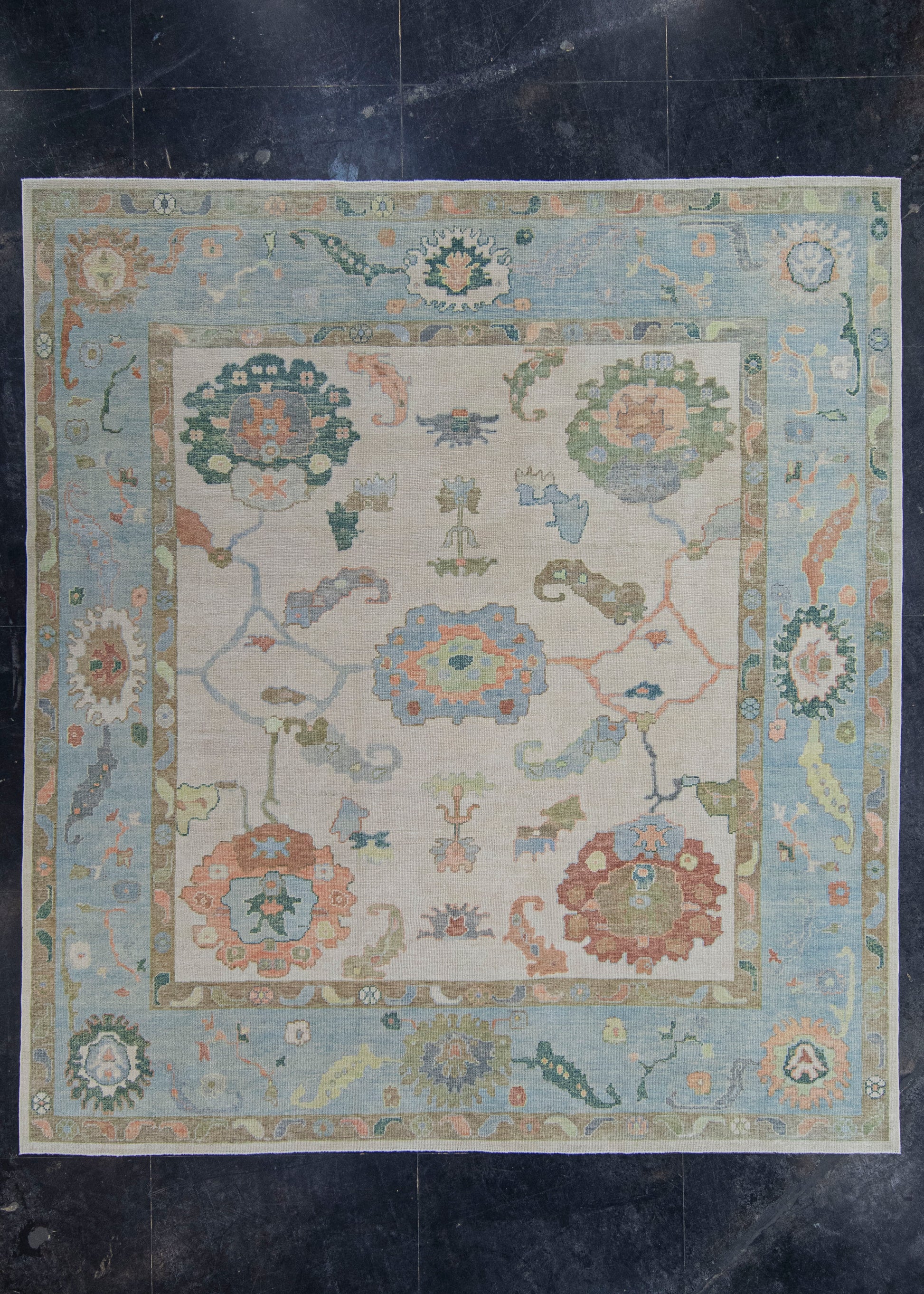 Turkish Oushak Square Rug 9'10" x 10'10" #20434