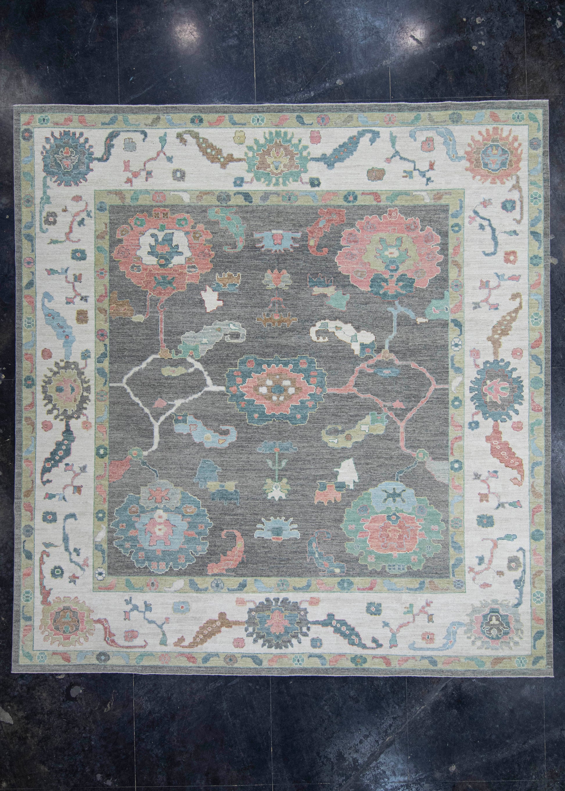 Turkish  Oushak Square Rug 11'10" x 12'7" #20319
