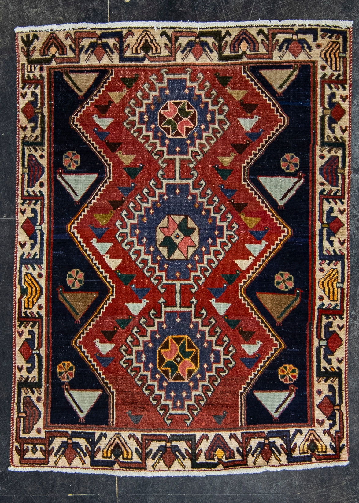 Oriental Handmade Vintage Rug 3'7" x 4'9" #21479