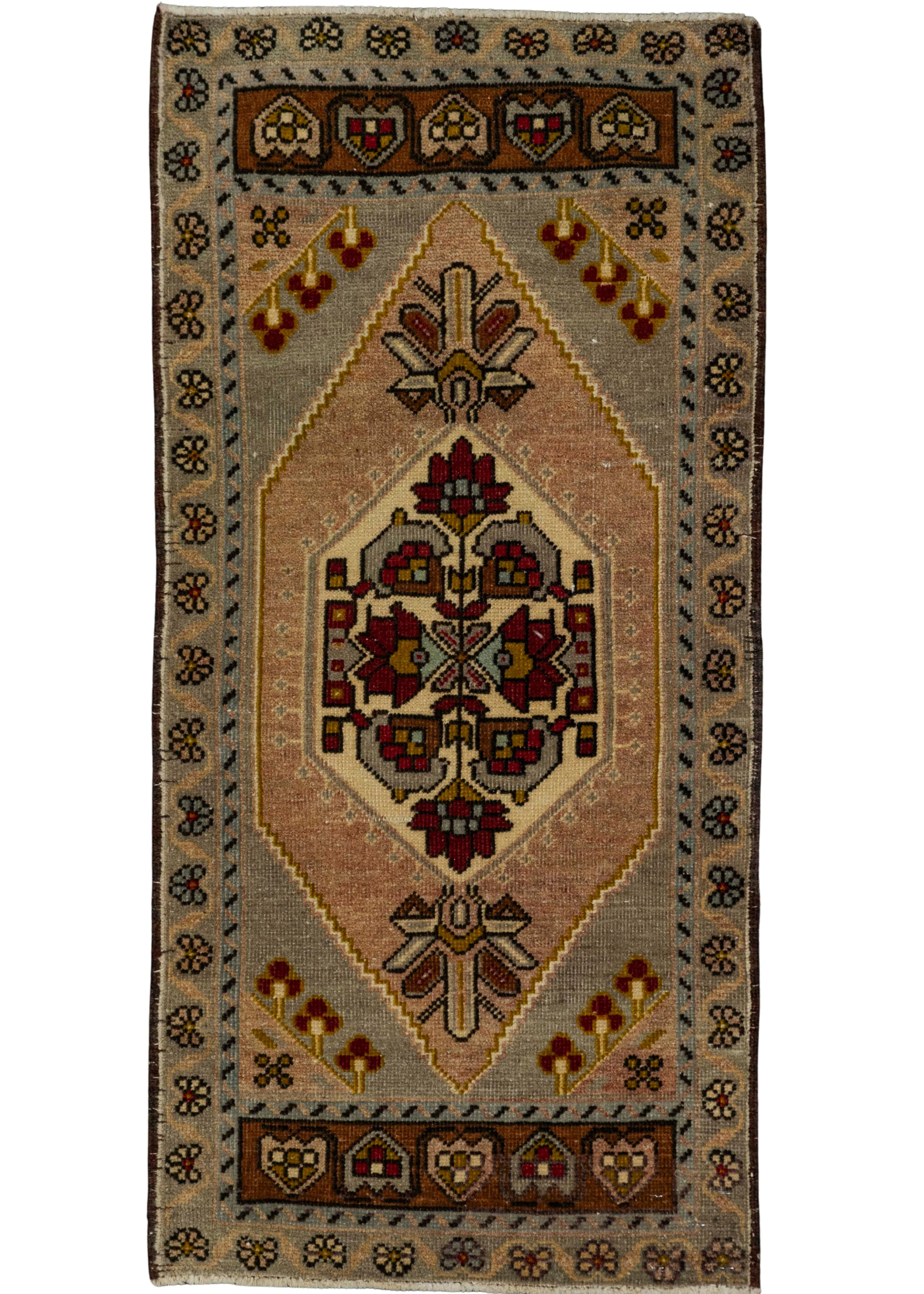 Turkish Mini Rug Oriental Hand Knotted Vintage Rug 1'8" x 3'6" #21165