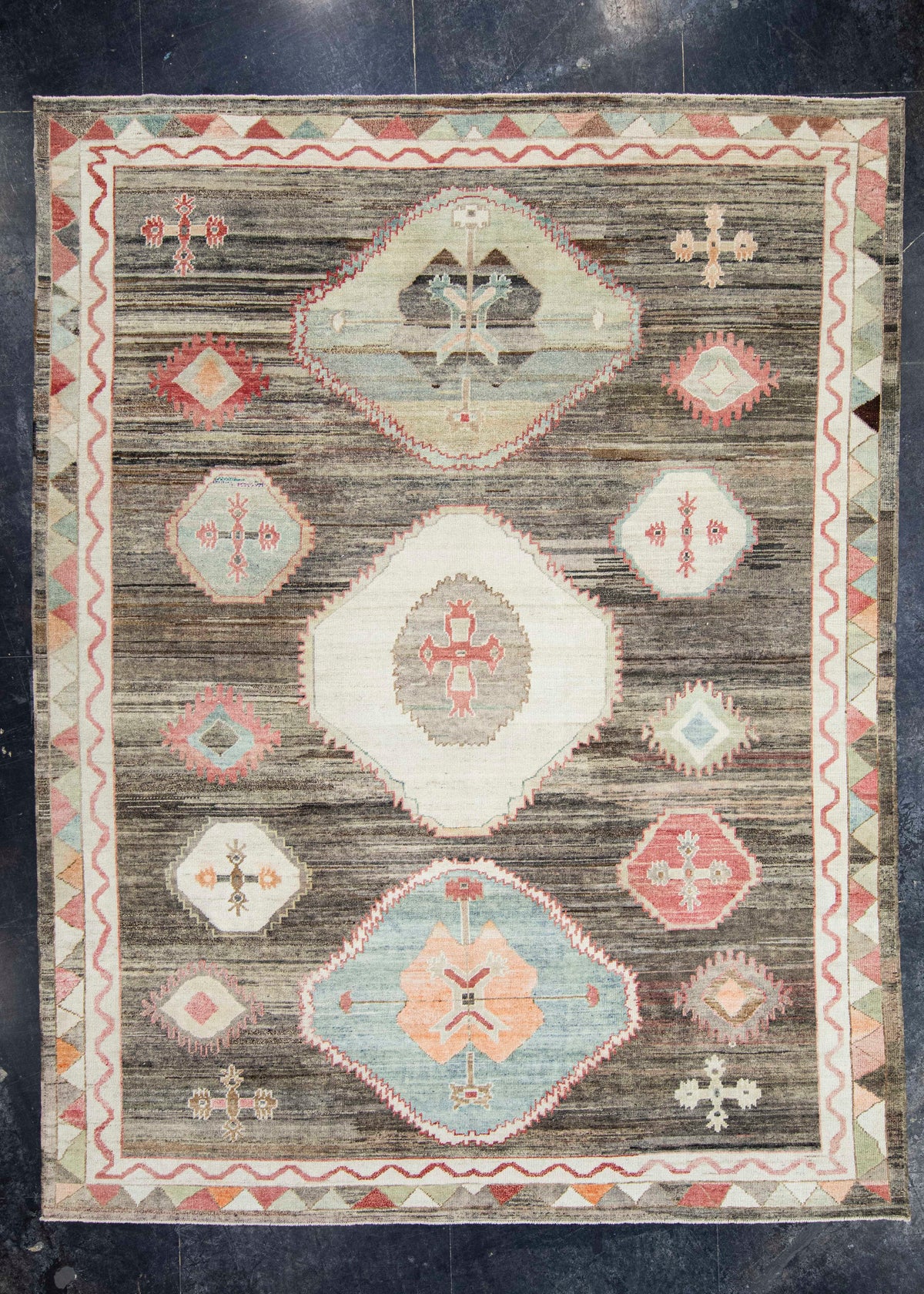 Turkish Old Wool Oushak Rug 9'7" x 12'6" #24454
