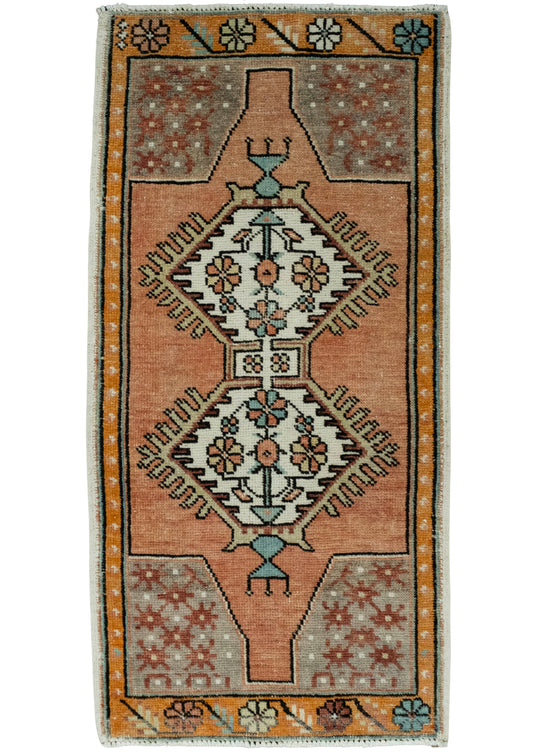 Turkish Mini Rug Oriental Hand Knotted Vintage Rug 1'8" x 3'5" #16162