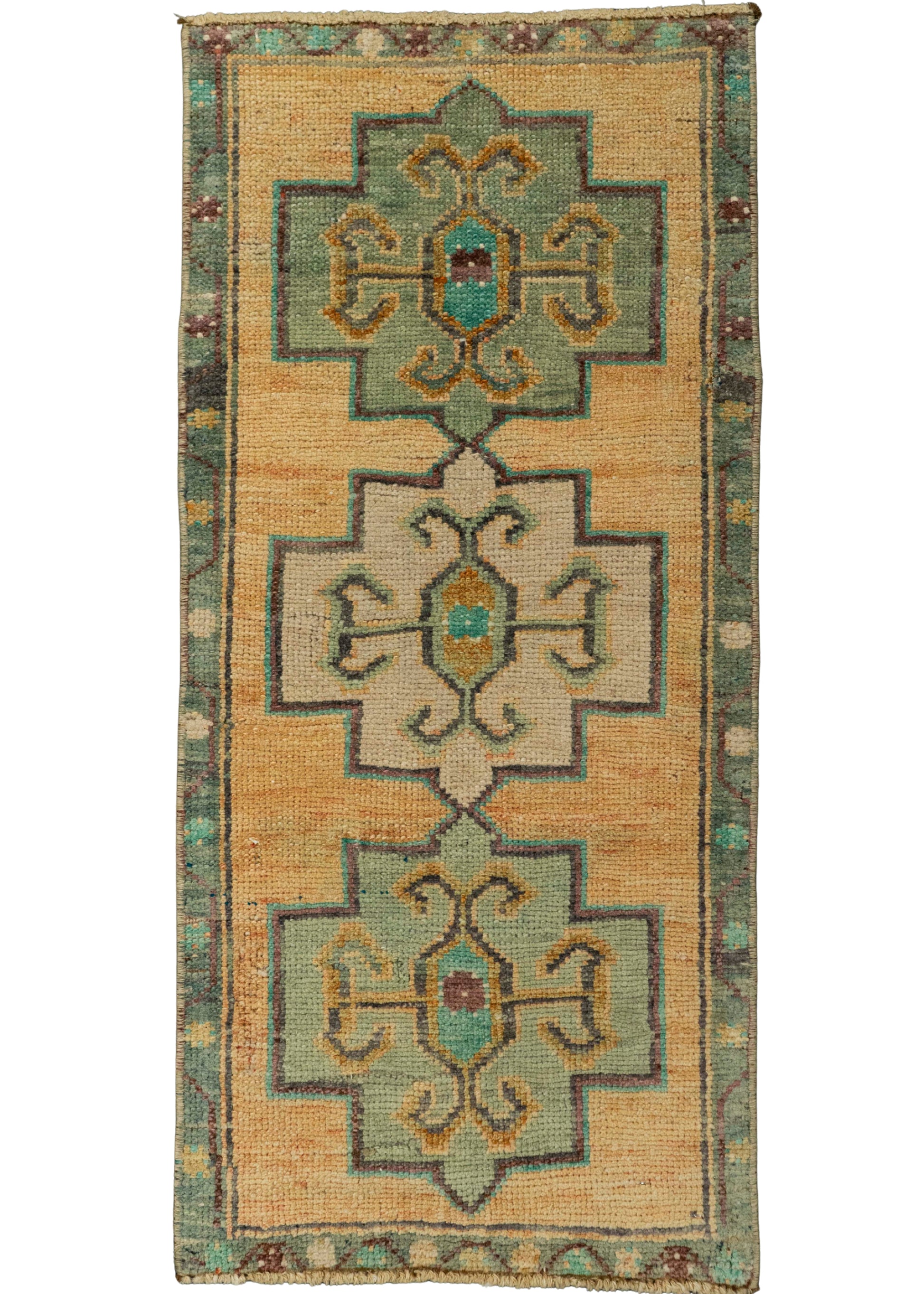 Turkish Mini Rug Oriental Hand Knotted Vintage Rug 1'5" x 3'2" #21153