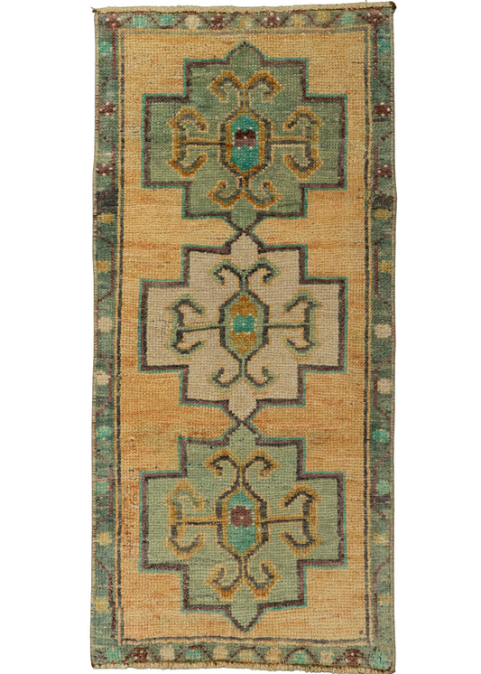 Turkish Mini Rug Oriental Hand Knotted Vintage Rug 1'5" x 3'2" #21153