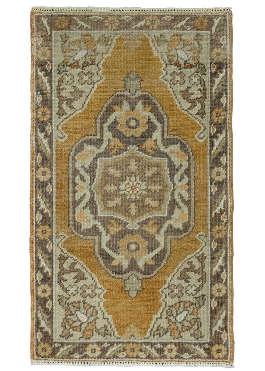 Turkish Mini Rug Oriental Hand Knotted Vintage Rug 1'9" x 3' #16327
