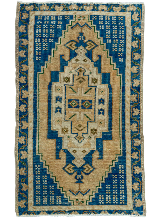 Turkish Mini Rug Oriental Hand Knotted Vintage Rug 1'10" x 3'1" #20765