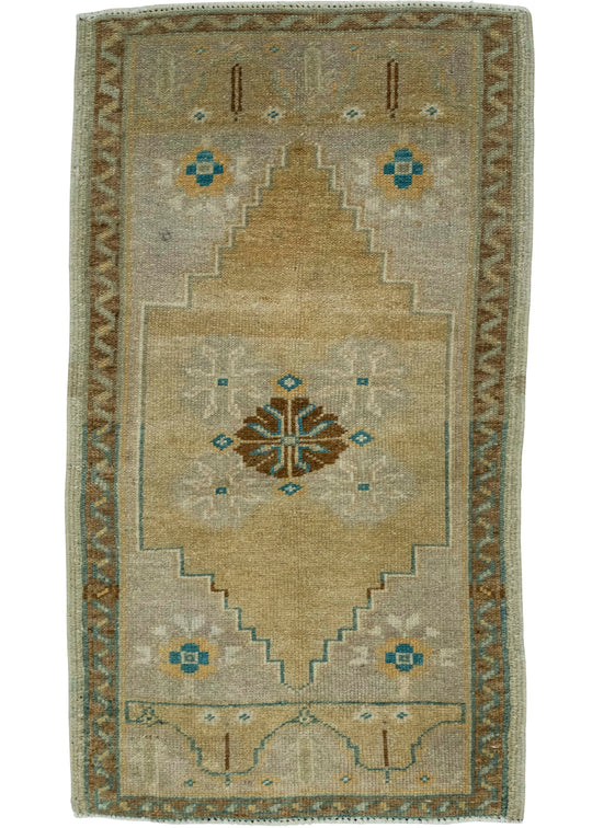 Turkish Mini Rug Oriental Hand Knotted Vintage Rug 1'9" x 3'1" #16132