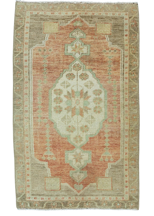 Turkish Mini Rug Oriental Hand Knotted Vintage Rug 1'9" x 2'10" #20726