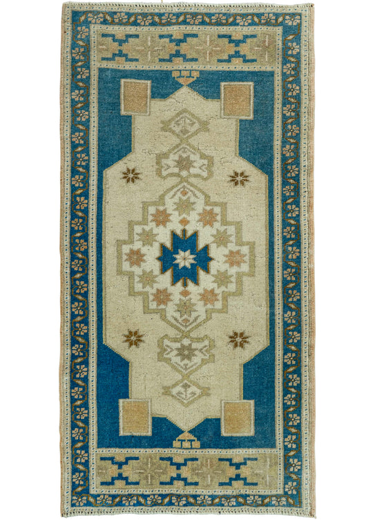 Turkish Mini Rug Oriental Hand Knotted Vintage Rug 1'10" x 3'7" #20764