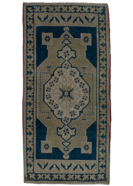 Turkish Mini Rug Oriental Hand Knotted Vintage Rug 1'10" x 3'8" #20642