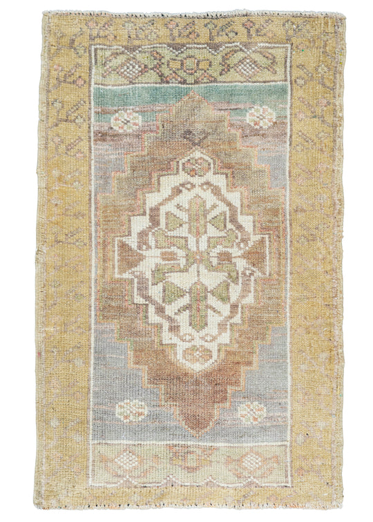 Turkish Mini Rug Oriental Hand Knotted Vintage Rug 1'9" x 2'9" #16466