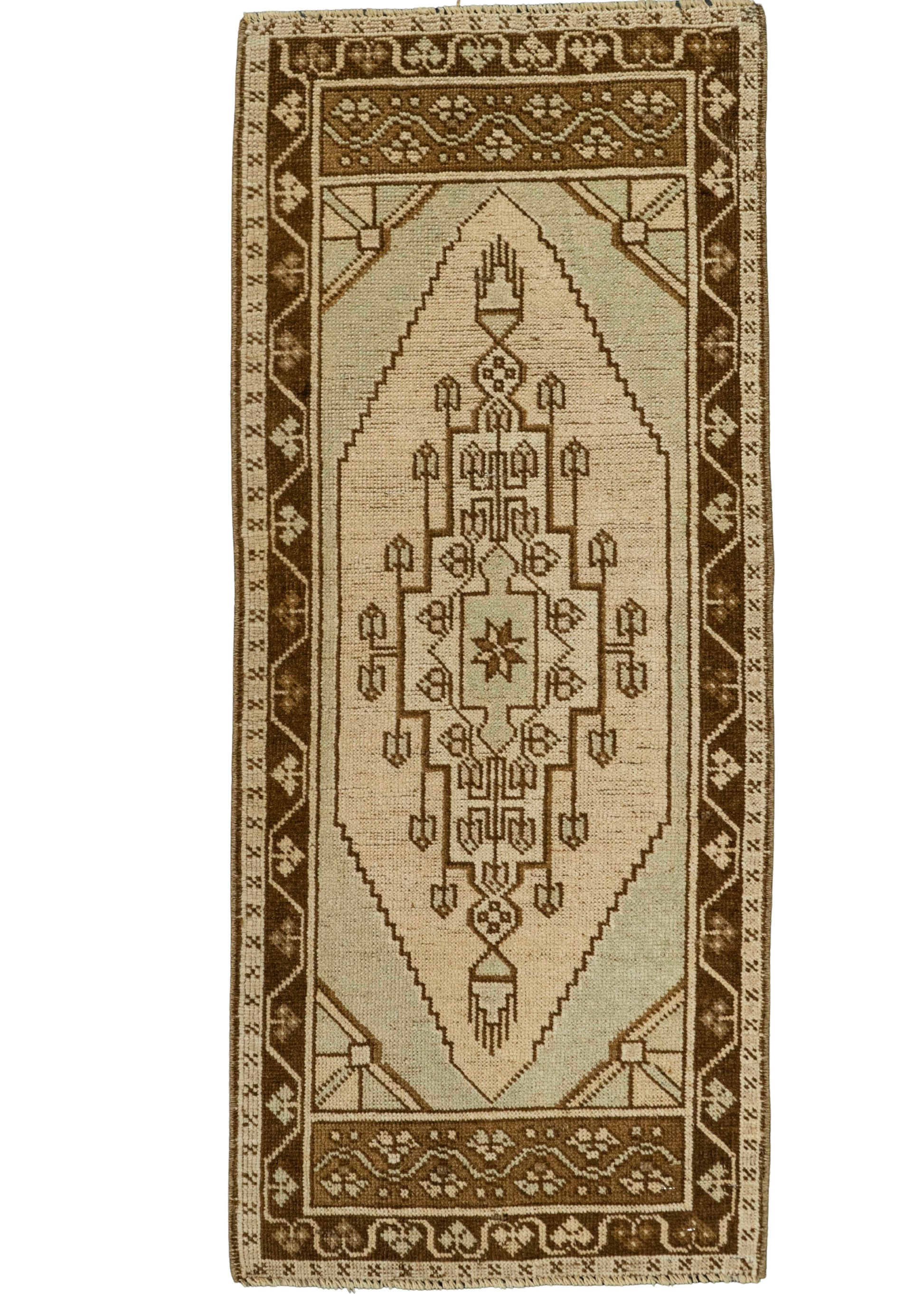 Turkish Mini Rug Oriental Hand Knotted Vintage Rug 1'7" x 3'8" #21064
