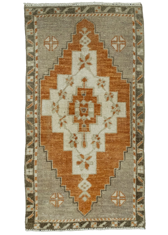 Turkish Mini Rug Oriental Hand Knotted Vintage Rug 1'8" x 3'1" #16138
