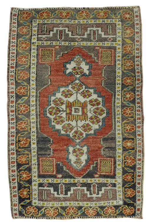 Turkish Mini Rug Oriental Hand Knotted Vintage Rug 1'8" x 2'7" #16142