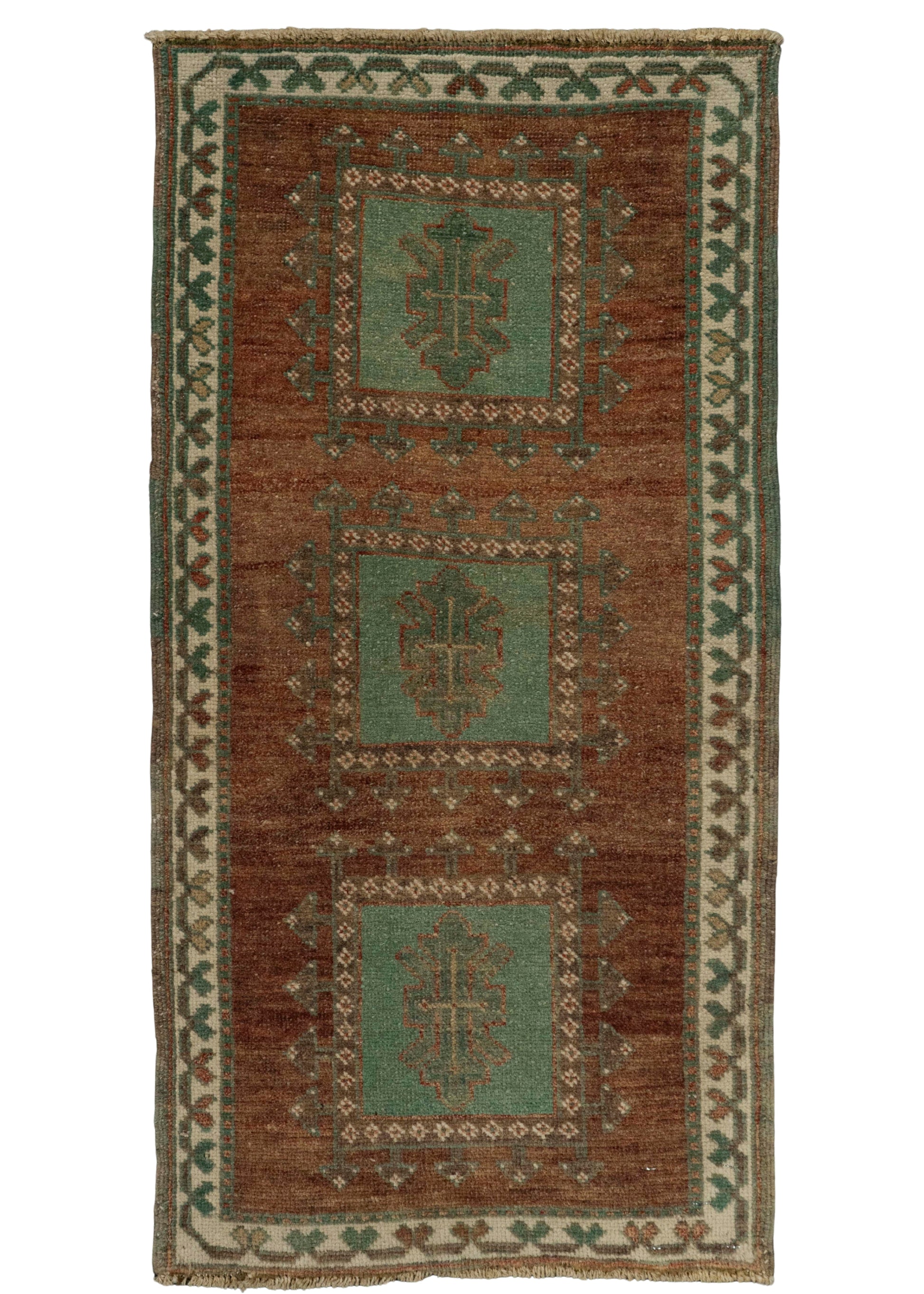 Turkish Mini Rug Oriental Hand Knotted Vintage Rug 1'7" x 3'1" #21296