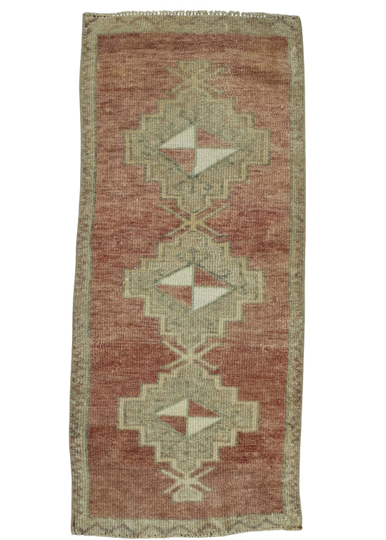 Turkish Mini Rug Oriental Hand Knotted Vintage Rug 1'6" x 3'6" #16507