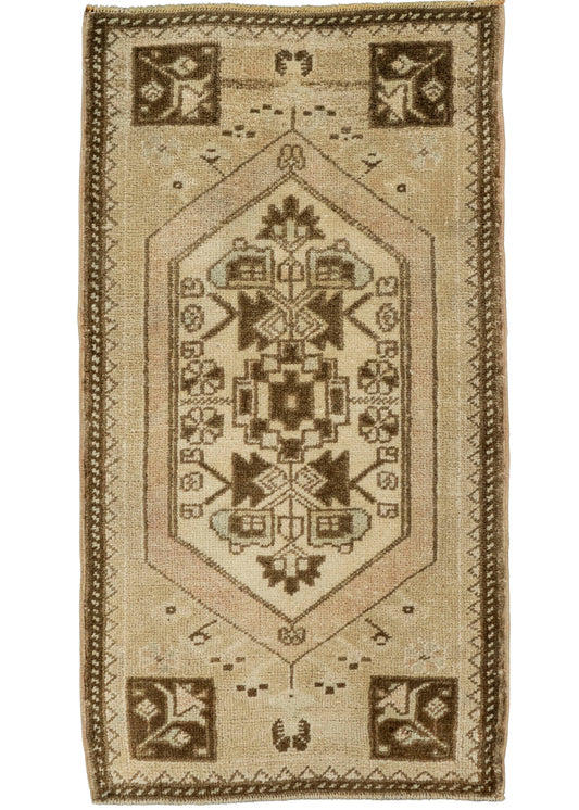 Turkish Mini Rug Oriental Hand Knotted Vintage Rug  1'7" x  2'11" #22077