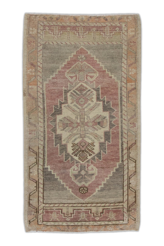 Oriental Hand Knotted Vintage Turkish Mini Rug 1'8" x 3'2" #8861