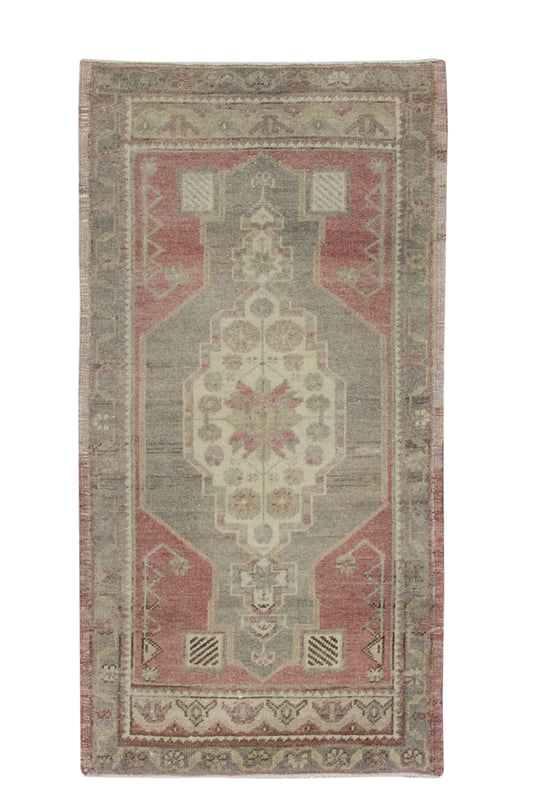 Oriental Hand Knotted Vintage Turkish Mini Rug 1'9" x 3'4" #8540