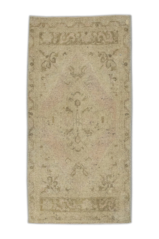 Oriental Hand Knotted Vintage Turkish Mini Rug 1'9" x 3'6" #8989