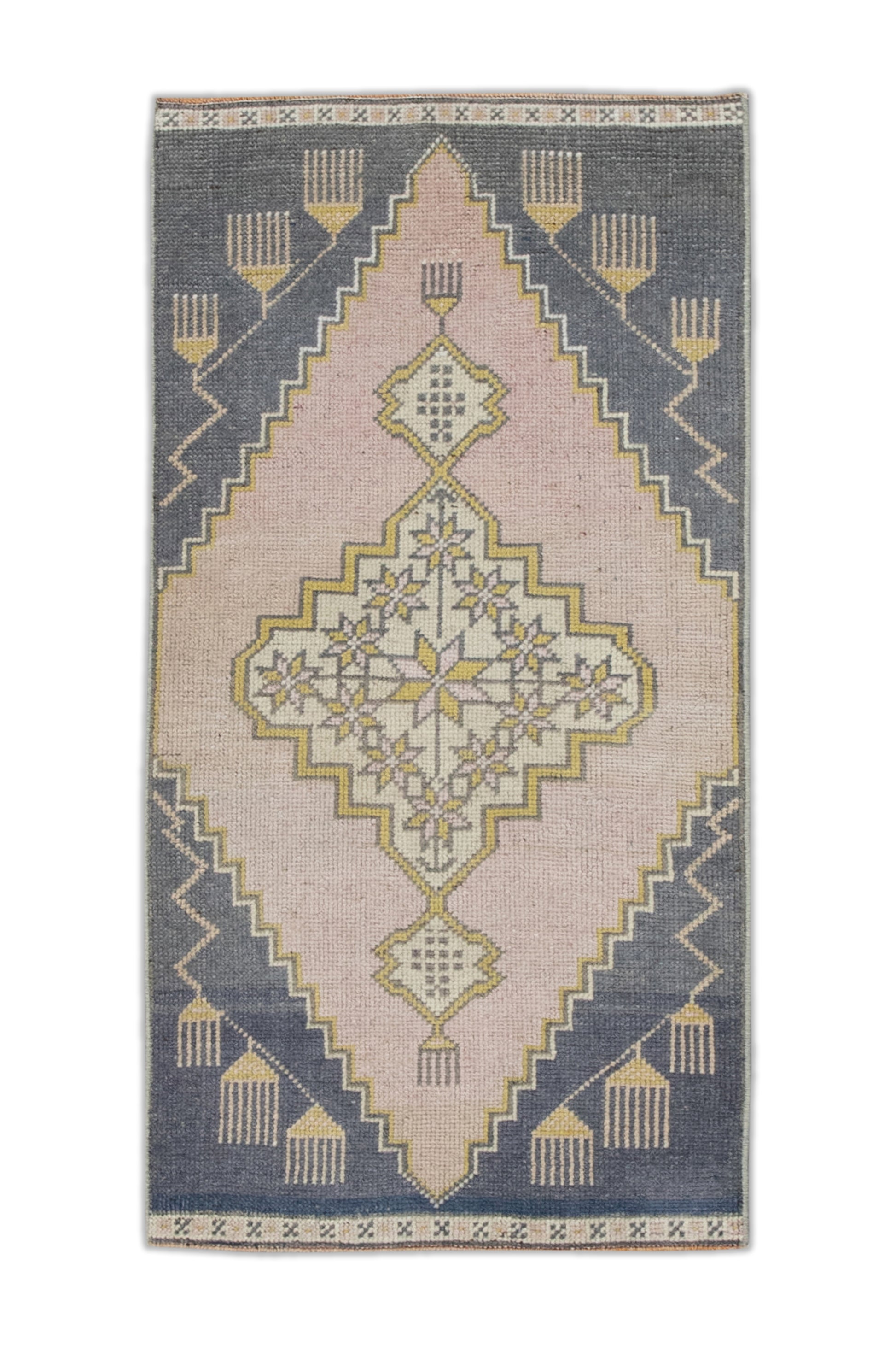 Oriental Hand Knotted Vintage Turkish Mini Rug 1'10" x3'6" #8776