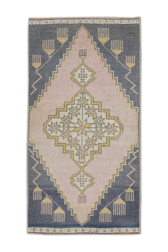 Oriental Hand Knotted Vintage Turkish Mini Rug 1'10" x3'6" #8776