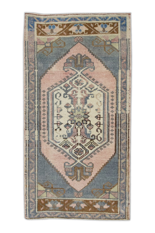 Oriental Hand Knotted Vintage Turkish Mini Rug 1'8" x 3'4" #8724